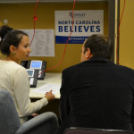 He then had the opportunity to speak with one of the volunteers making phone calls. He then had the opportunity to speak with one of the volunteers making phone calls.