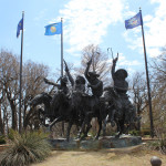 The much smaller original "Coming Through the Rye" sculpture was made by Frederick Remington.