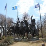 The much smaller original "Coming Through the Rye" sculpture was made by Frederick Remington. The much smaller original "Coming Through the Rye" sculpture was made by Frederick Remington.