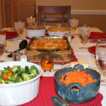 Dinner at Judy G.'s home included a beautifully set table filled with many typical Southern dishes for the ladies to try.