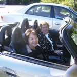 Enjoying a ride in a convertible.