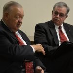 Senator Broyhill remained with the group while Donny Lambeth, former Chairman of the WSFC school board and Republican candidate (running unopposed) for the NC House, met the delegation. The two gentleman shared their experiences running campaigns and serving in political office. Senator Broyhill remained with the group while Donny Lambeth, former Chairman of the WSFC school board and Republican candidate (running unopposed) for the NC House, met the delegation. The two gentleman shared their experiences running campaigns and serving in political office.