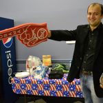 Before leaving the Republican headquarters, Oleg enjoys a bit of political humor. Before leaving the Republican headquarters, Oleg enjoys a bit of political humor.