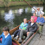 Punting on the Avon River are Anne S., Ann and Charlie F., and Barbara and Jim N.