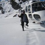 Ophelia J. gives a thumbs up after her helicopter ride to the glacier.