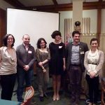 A Farewell Dinner Group Picture - left to right - Nana Macharashvili, Lasha Labadze, Diana Lezhava, Nani Bendeliani, David Sichinava, and facilitator, Monica Kalandia. A Farewell Dinner Group Picture - left to right - Nana Macharashvili, Lasha Labadze, Diana Lezhava, Nani Bendeliani, David Sichinava, and facilitator, Monica Kalandia.