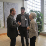 Lasha Labadze and David Sichinava of the Republic of Georgia in conversation with FFCNC member, Donna Lambeth, at Innovation Quarter, a private-public venture of discovery and innovation in biomedical science and information technology operated by Wake Forest Medical Center in Winston-Salem. The Georgian delegation met with Dr. Eric Tomlinson and Dr. John McConnell. Lasha Labadze and David Sichinava of the Republic of Georgia in conversation with FFCNC member, Donna Lambeth, at Innovation Quarter, a private-public venture of discovery and innovation in biomedical science and information technology operated by Wake Forest Medical Center in Winston-Salem. The Georgian delegation met with Dr. Eric Tomlinson and Dr. John McConnell.