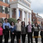 Following a campus tour, the Georgian delegates pose for a group picture with FFCNC member, Barbara North (far left), and Salem College student tour guide, Katie Hall (far right). Following a campus tour, the Georgian delegates pose for a group picture with FFCNC member, Barbara North (far left), and Salem College student tour guide, Katie Hall (far right).