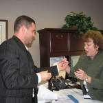 Exchanging gifts.