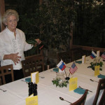 Sue S. prepares our farewell dinner.